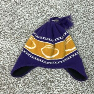 Minnesota Vikings Hat Beanie Kids Purple Gold NFL Football Ear Flap Tassel Youth